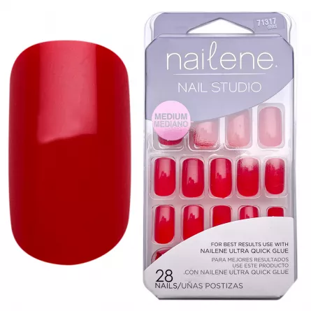 Tipsuri unghii false color press-on,Nails studio 24 buc, red + betisor portocal, [],https:lilarossa.ro
