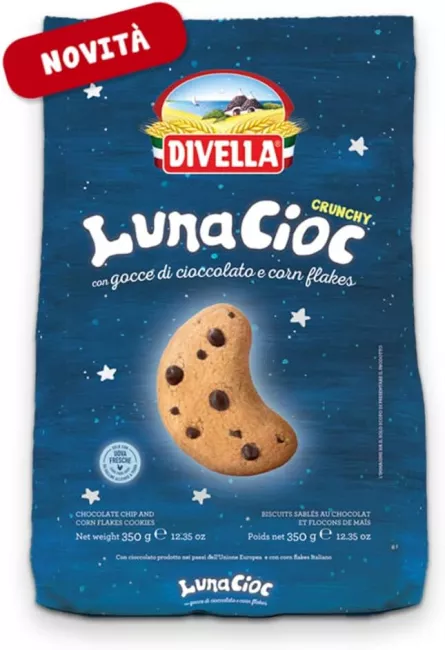 Biscuiți Divella LunaCioc Cu Bucati De Ciocolata Si Fulgi De Porumb, [],magazinitalian.ro