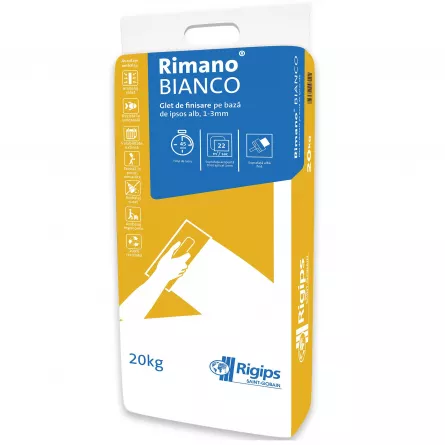 Glet de finisare pe baza de ipsos alb 1-3mm Rigips Rimano Bianco 20kg, [],https:maxbau.ro