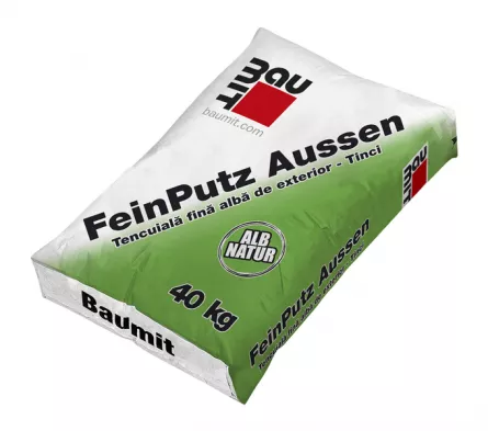 Tencuiala alba fina pentru exterior Baumit FeinPutz Aussen 40KG, [],https:maxbau.ro