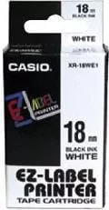 Banda compatibila Casio XR-18WE1, 18mm x 8m text negru / fundal alb