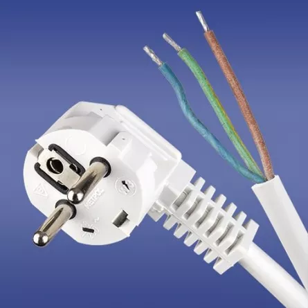 Cablu de racordare cu ștecher unghiular 3m alb 3 x 1mm (51925)