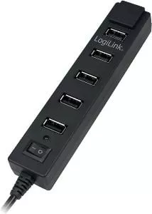 Hub Logilink  UA0124, 7 porturi,USB 2.0, include alimentarea, Black