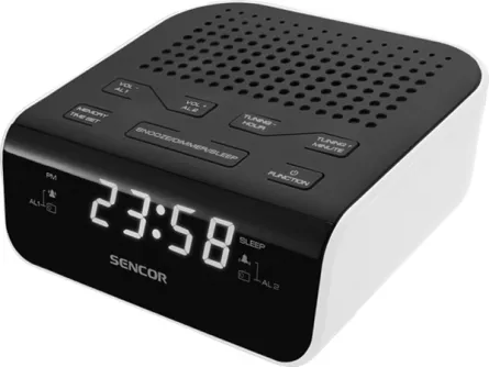 Radio cu ceas sencor SRC 136 WH alb-negru
