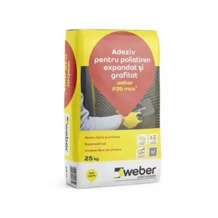 Adeziv pentru polistiren expandat si grafitat Weber P39 MAX2, ambalare 25 kg