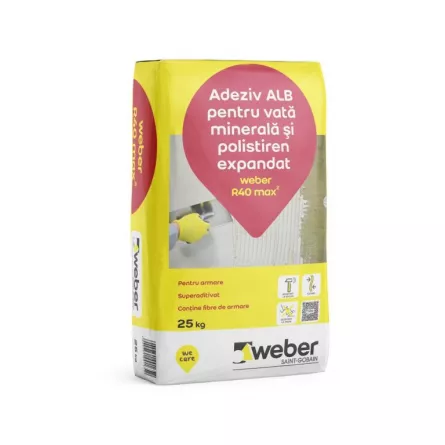 Adeziv pentru vata minerala si polistiren expandat Weber R40 MAX2, ambalare 25 kg