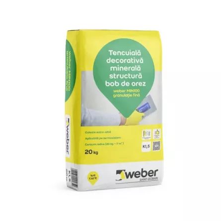 Tencuiala minerala decorativa structurata Weber MIN1OO K1.5, ambalare 20 kg