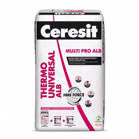 Adeziv Ceresit polistiren / vata minerala Thermouniversal 25 kg, Alb