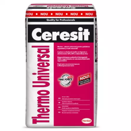 Adeziv Ceresit polistiren / vata minerala Thermouniversal 25 kg, Alb