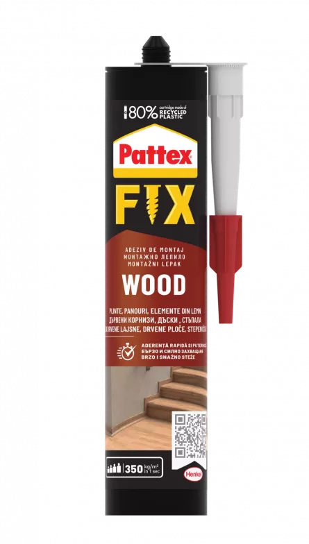 Adeziv de montaj pentru lemn Pattex Fix Wood, alb murdar, 385 g