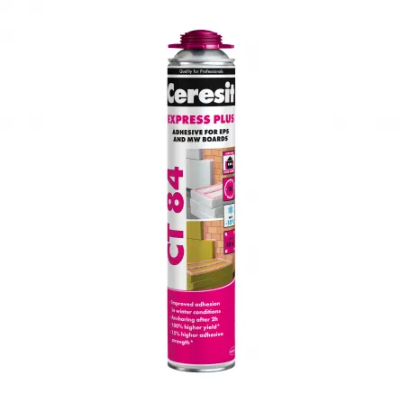 Adeziv poliuretanic Ceresit CT 84 Express Plus, pistol, 850 ml