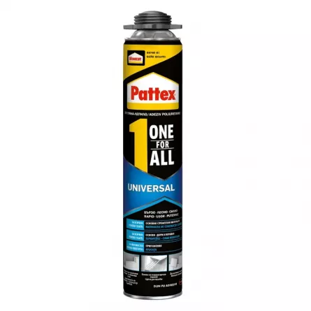 Adeziv poliuretanic Pattex One For All, aplicare cu pistol, 750 ml