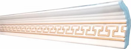 Bagheta decorativa din polistiren 95 x 95 x 2000 mm, lungime 2 m, culoare alb – auriu, set de patru bucati