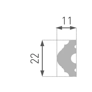 Bagheta decorativa Intero HW-1 din plastic, 11 x 22 mm, lungime 2 m culoare alb
