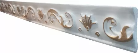 Bagheta decorativa Marbet din polistiren B-51 Gold, 45 x 90 x 2000 mm, lungime 2 m, culoare alb/auriu