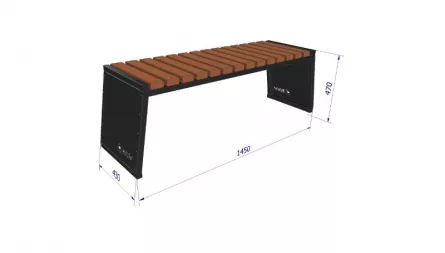 Banca fara spatar, metal + lemn, 430 x 1450 x 470 mm