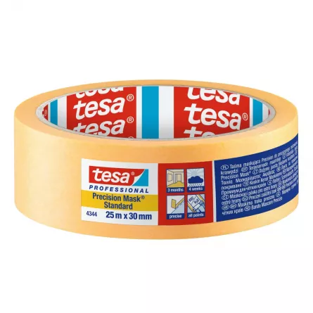 Banda de mascare, de precizie, portocalie, Tesa TS 4344,  30 mm X 25 m
