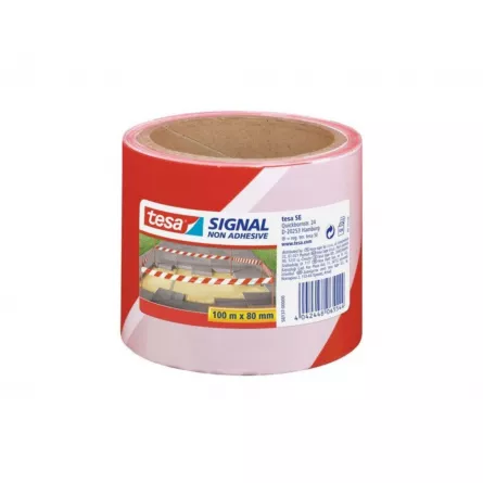 Banda pentru delimitare, Tesa TS 58137, culoare rosu alb, dimensiune 80 mm X 100 m