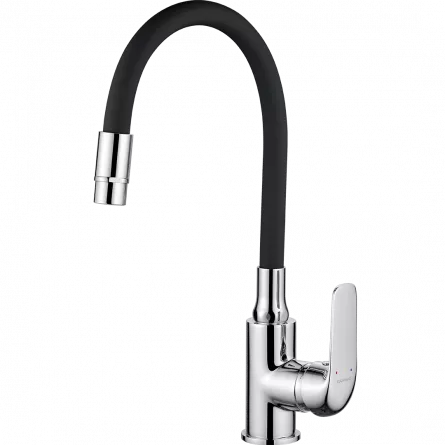 Baterie bucatarie Kuchinox Elza BKE 761D, monocomanda, pipa flexibila, 2 functii, negru-crom