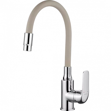 Baterie bucatarie Kuchinox Elza BKE 461D, monocomanda, pipa flexibila, 2 functii, bej-crom
