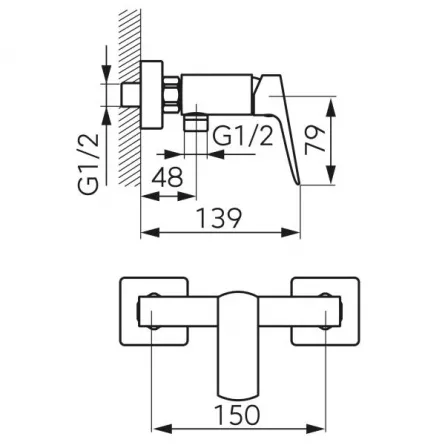 Baterie dus Ferro Vitto Verdeline BVI7VL, monocomanda, crom