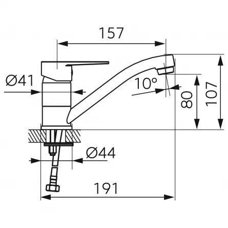 Baterie lavoar Ferro Ritto BTR2A, monocomanda, pipa pivotanta, crom