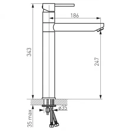 Baterie lavoar inalt Ferro Fiesta BFI2L, pipa pivotanta, monocomanda, crom