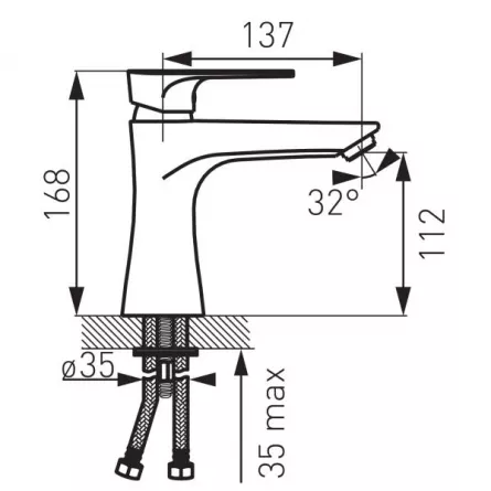 Baterie pentru lavoar, model Square BAQ2