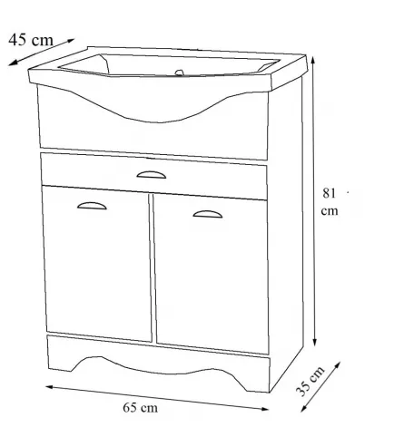 Baza MDF si lavoar Seria 172, 65cm, antracit