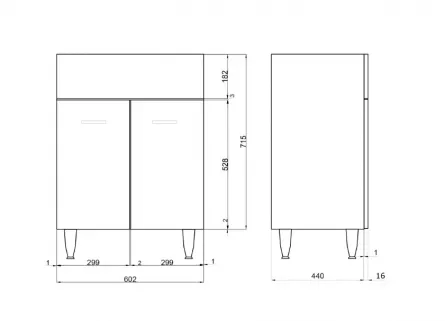 Baza mobilier baie Madrid cu lavoar ceramic, 2 usi, 61 cm, alb lucios