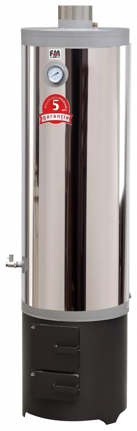 Boiler combustibil solid inox 120L, cu soba, grosime 2 mm