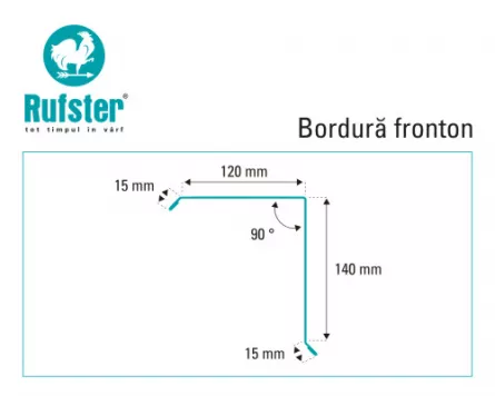 Bordura fronton mare Rufster Eco 0,45 mm grosime 9002 alb