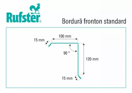 Bordura fronton standard Rufster Premium 0,5 mm grosime, 7024 MS gri-grafit mat structurat