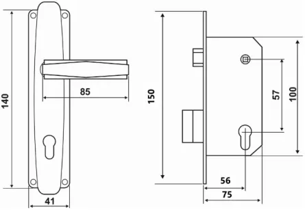 Broasca Tip P cu Silduri,finisaj crom, dimensiuni 57 x 100 x 60 mm