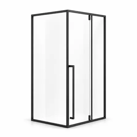 Cabina de dus 15W, sticla securizata 6 mm, profil negru mat, 100 x 100 cm