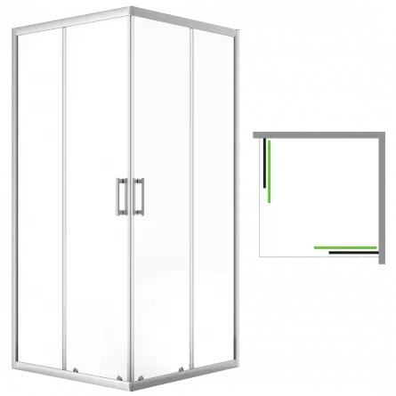Cabina de dus patrata BRESSO JKB 086K, 80 x 80 x 185 cm, sticla transparenta