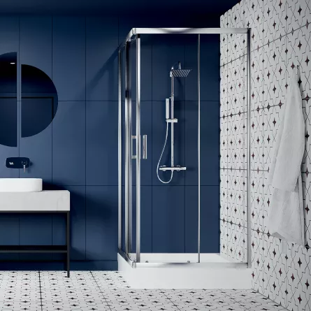 Cabina de dus patrata BRESSO JKB 086K, 80 x 80 x 185 cm, sticla transparenta