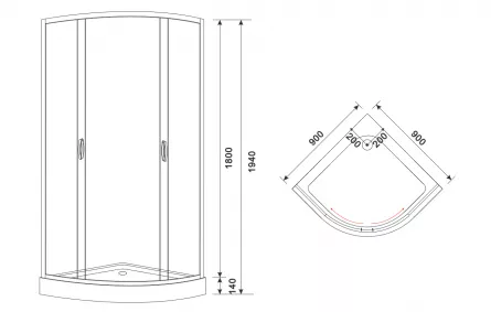 Cabina dus 532, cu model, cada joasa, 90x90x195 cm