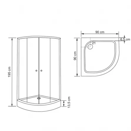 Cabina dus 610B8 90x90x195 cm