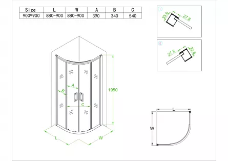 Cabina dus 610B8 90x90x195 cm