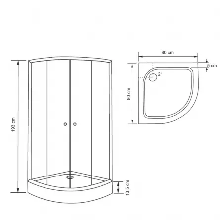 Cabina dus 8205B, cada joasa, 80x80x193 cm