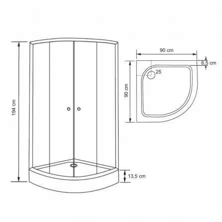 Cabina dus 8215, cada joasa, model palmieri, 90x90x194 2 piese