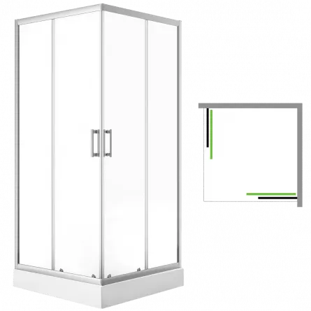 Cabina dus patrata Bresso JKB 096K, 90x90x185 cm, grosime sticla 5mm,  cadita alba