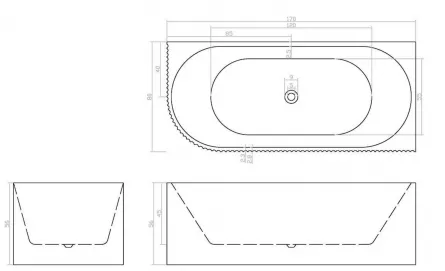 Cada freestanding BALI dreapta DR 9039, 170x80x56 cm, alb