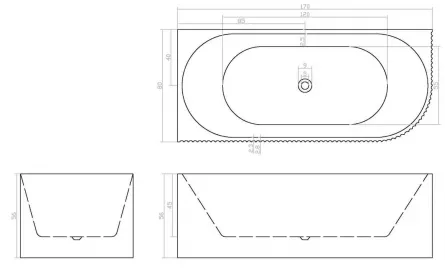 Cada freestanding BALI stanga ST 9038, 170x80x56 cm, alb