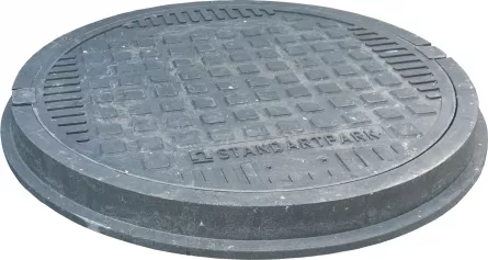 Capac si rama din polimer compozit, diametru 600 mm, necarosabil, negru
