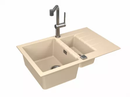 Chiuveta granit Cadit 70 Terra G22, 79×50×20 cm, 2 cuve, reversibila