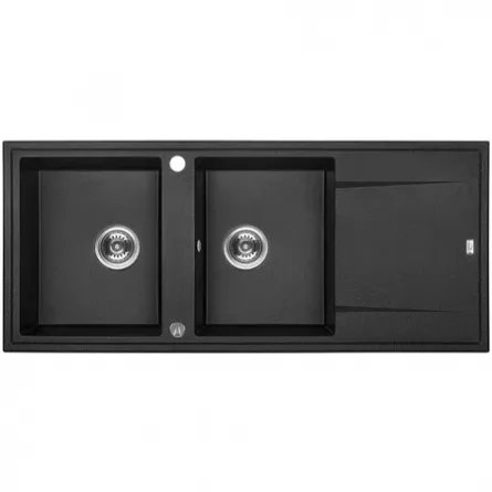Chiuveta granit Kuchinox Megalo SBE 721T, 2 cuve, 116x50x18.5 cm, negru