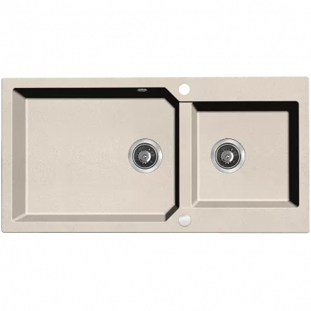Chiuveta granit Kuchinox Milos SPM 4209, 86x49 cm, reversibila, ventil automat, bej
