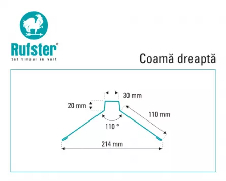 Coama dreapta Rufster Premium 0,5 mm grosime 5010 albastru